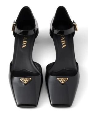 PRADA Modellerie Logo D'Orsay Square Toe Ankle Strap Heels Sz 8/8.5 NEw $1,150!!